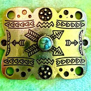 Southwest Vintage Style Silver Tone Pendant Arrows Faux Turquoise